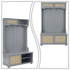 Classic Farmhouse Style Wooden Storage Dresser with Woven Rattan Decorative Cabinet Doors