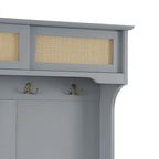 Classic Farmhouse Style Wooden Storage Dresser with Woven Rattan Decorative Cabinet Doors