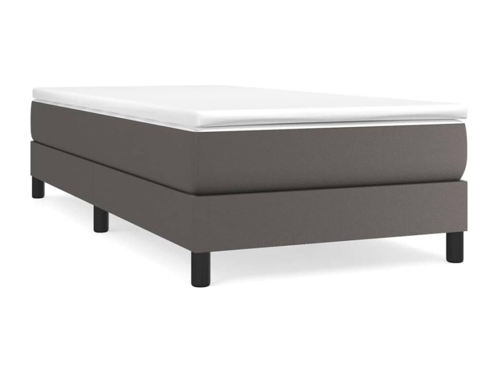 Gray Faux Leather Bed, 90 x 200 cm