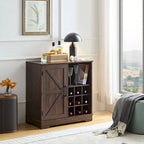 Farmhouse Coffee Bar Cabinet with Wine Rack Barn Door