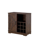Farmhouse Coffee Bar Cabinet with Wine Rack Barn Door
