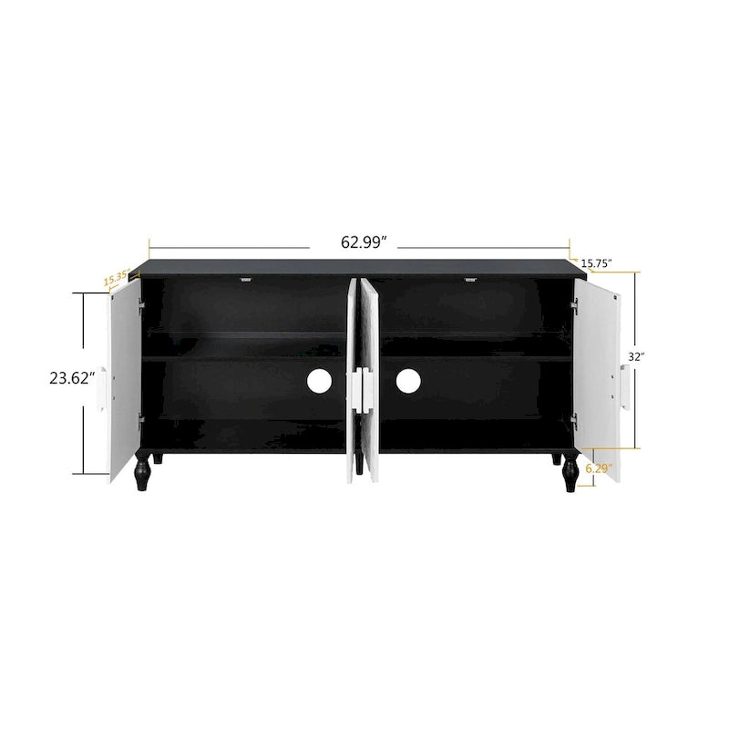 Carved Symmetrical Design Door Sideboards