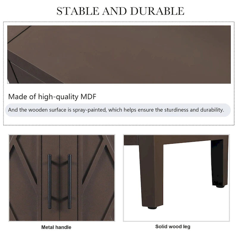 4 Door Wooden Twill Sideboard