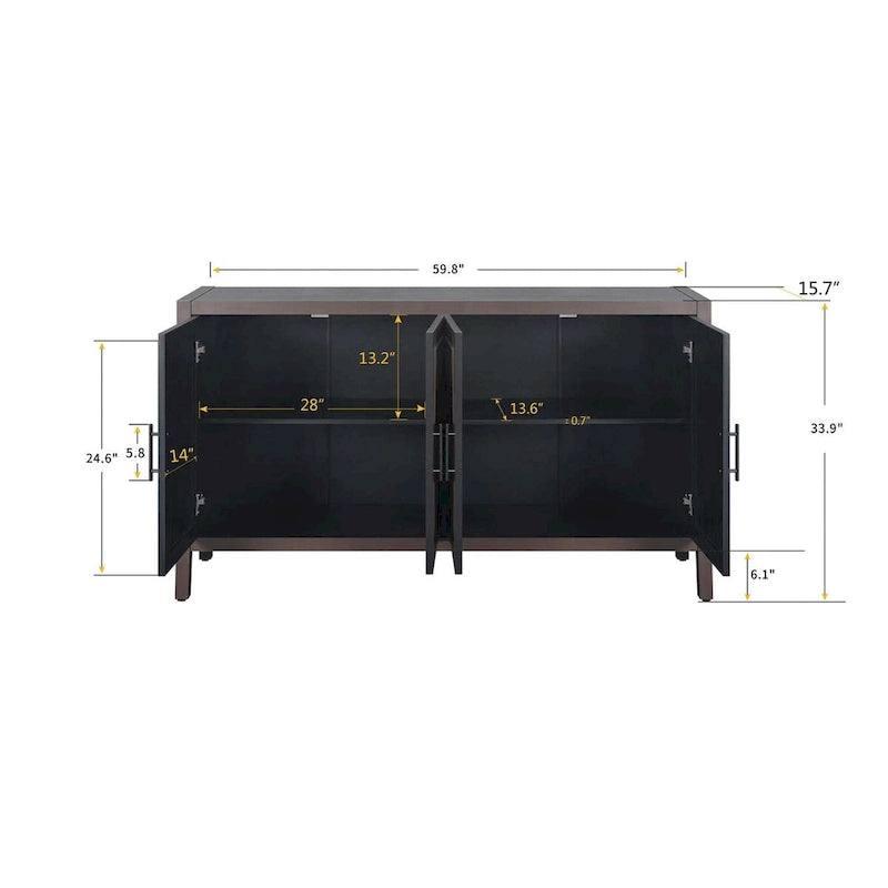 4 Door Wooden Twill Sideboard