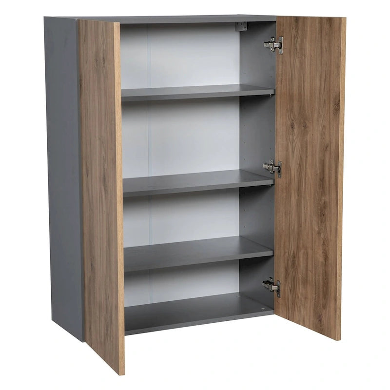 24 x 42 Wall Cabinet-Double Door-Grey - 24 x 42 x 12