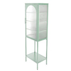 Tempered Glass High Cabinet with Arched Door Adjustable Shelves and Feet Anti-Tip Dust-free Fluted Glass Kitchen Credenza