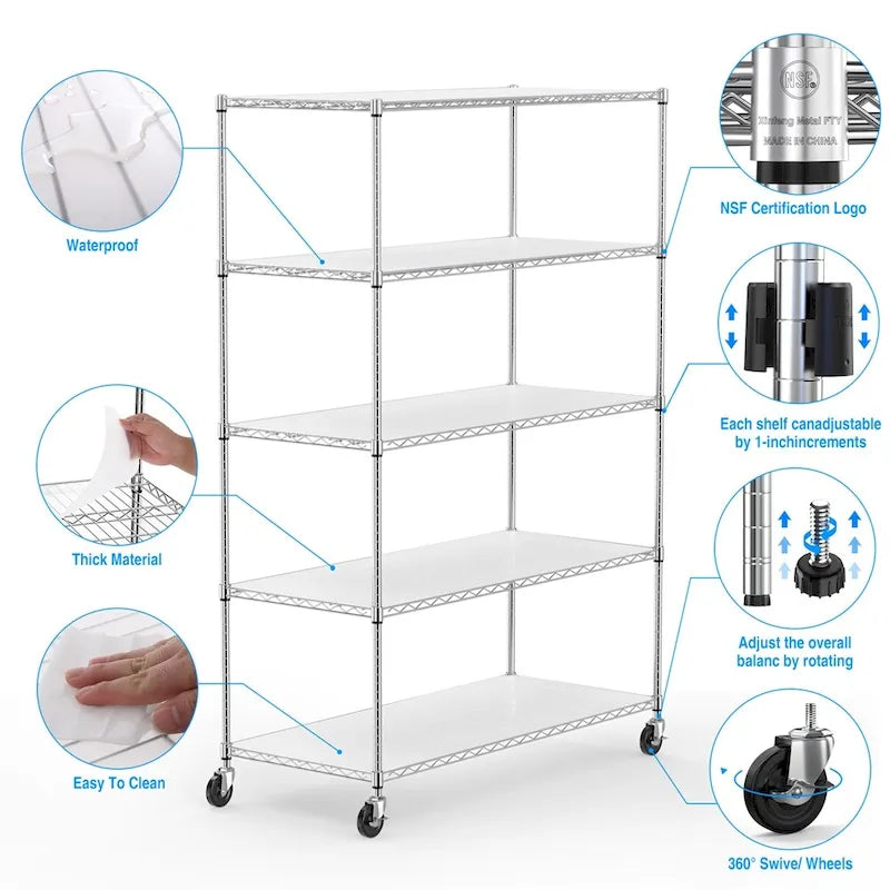 5 Tier 6000lbs Heavy Duty Adjustable Storage Rack Metal Shelf
