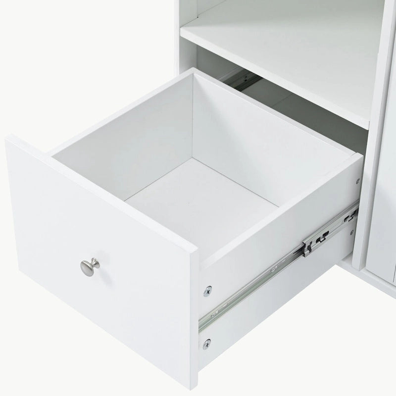 Kitchen Island with Drop Leaf, LED Light Kitchen Cart on Wheels