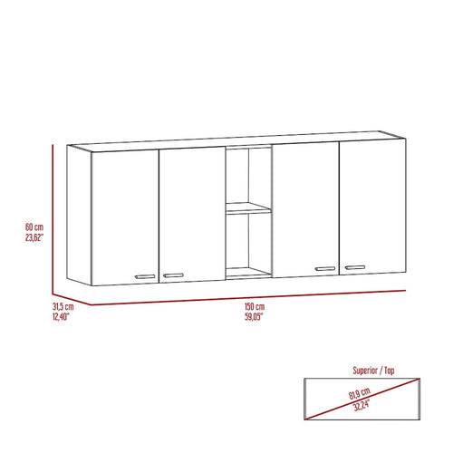 59-inch Four Swing Doors Wall Cabinet
