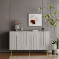Modern Gray Lacquered 4 Door Wooden Cabinet Sideboard Buffet Server Cabinet - N/A