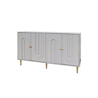 Modern Gray Lacquered 4 Door Wooden Cabinet Sideboard Buffet Server Cabinet - N/A