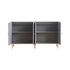 Modern Gray Lacquered 4 Door Wooden Cabinet Sideboard Buffet Server Cabinet - N/A