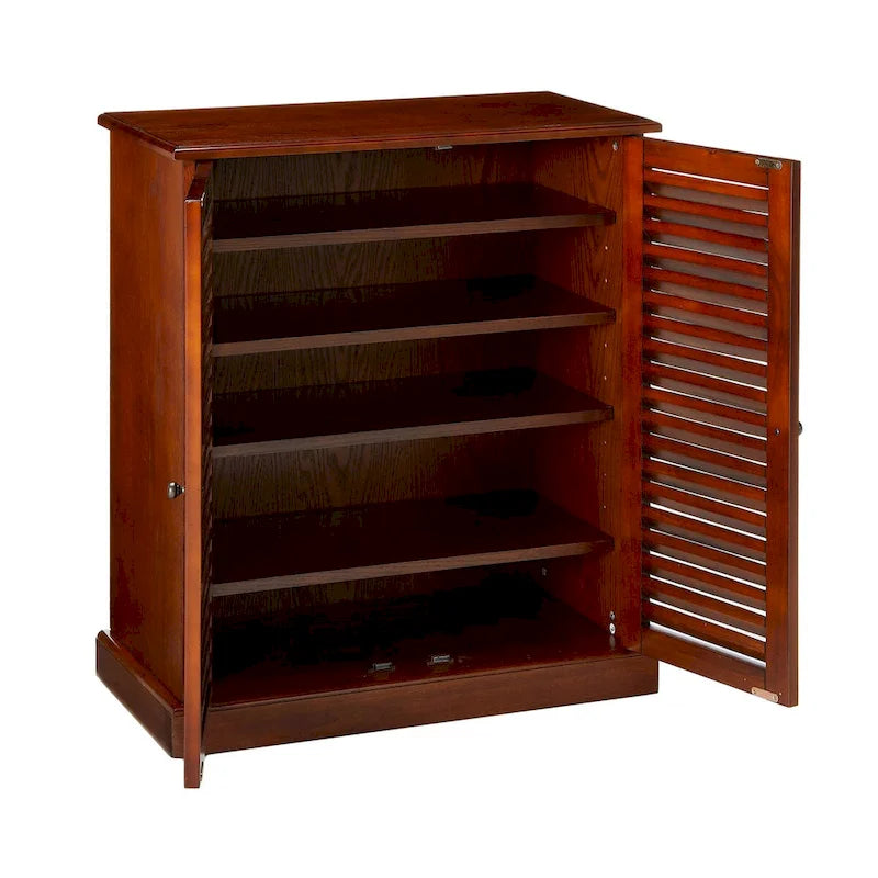 30 Modern Transitional Design 1pc Shoe Cabinet Oak Finish Adjustable Shelves - N/A