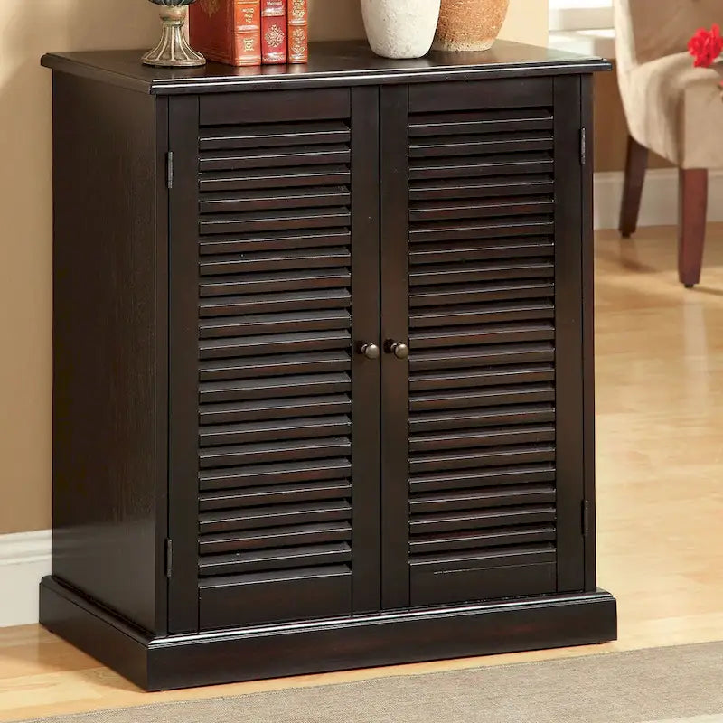 30 Modern Transitional Design 1pc Shoe Cabinet Oak Finish Adjustable Shelves - N/A
