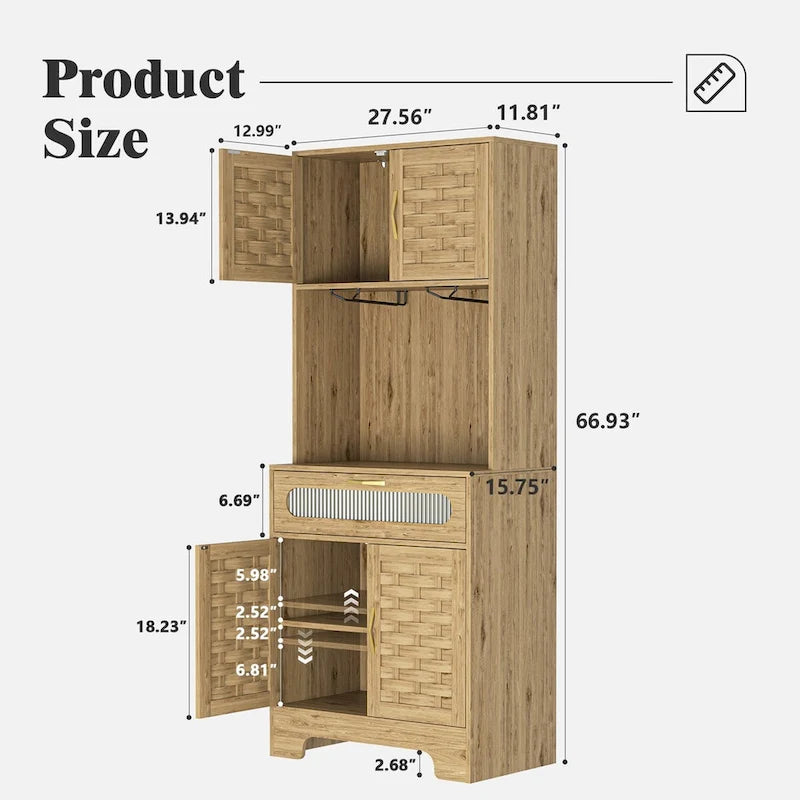 67 Tall Pantry Buffet Cabinet Freestanding Hutch Cupboard for Home, Kitchen,Tall Freestanding Liquor Cabinet Bar