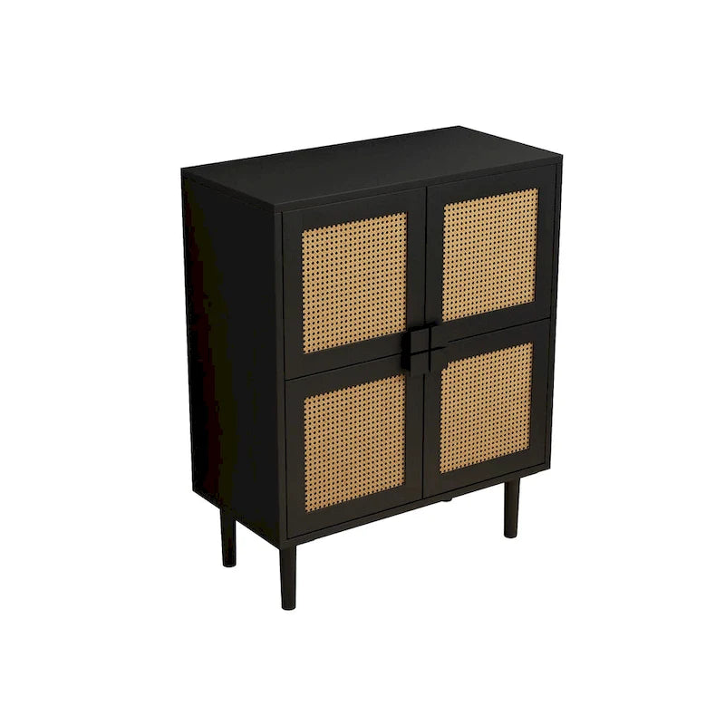 4-Doors Rattan Mesh Storage Cabinet