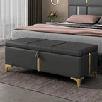 Elegant Upholstered Storage Ottoman with Metal Legs
