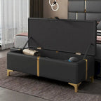 Elegant Upholstered Storage Ottoman with Metal Legs
