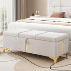 Elegant Upholstered Storage Ottoman with Metal Legs