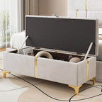 Elegant Upholstered Storage Ottoman with Metal Legs