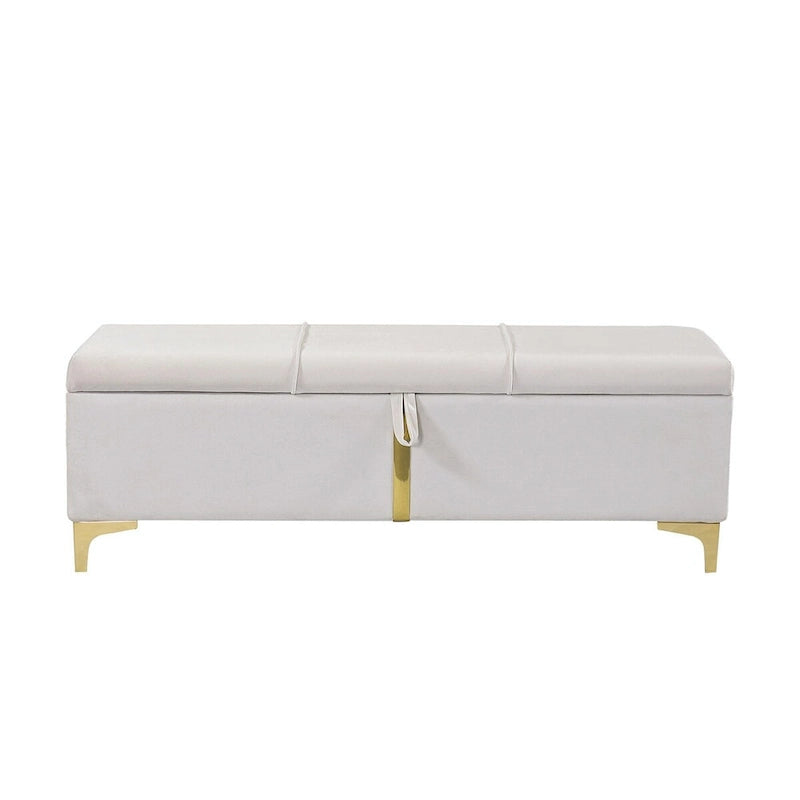 Elegant Upholstered Storage Ottoman with Metal Legs