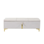Elegant Upholstered Storage Ottoman with Metal Legs