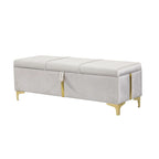 Elegant Upholstered Storage Ottoman with Metal Legs