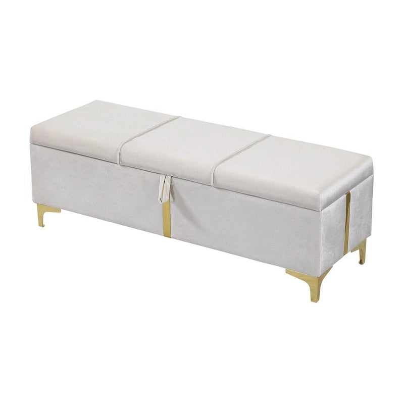 Elegant Upholstered Storage Ottoman with Metal Legs