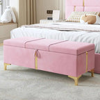 Elegant Upholstered Storage Ottoman with Metal Legs