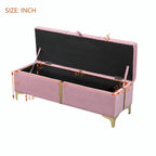 Elegant Upholstered Storage Ottoman with Metal Legs