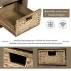 Rustic Storage Shoes Bench with 3 Drawers and 3 Rattan Baskets