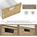 Rustic Storage Shoes Bench with 3 Drawers and 3 Rattan Baskets