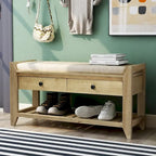 Multipurpose Storage Shoe Bench with Cushioned Seat and Drawers