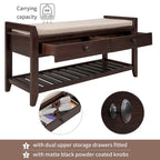 Multipurpose Storage Shoe Bench with Cushioned Seat and Drawers