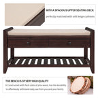 Multipurpose Storage Shoe Bench with Cushioned Seat and Drawers