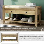 Multipurpose Storage Shoe Bench with Cushioned Seat and Drawers
