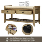 Multipurpose Storage Shoe Bench with Cushioned Seat and Drawers