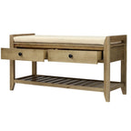 Multipurpose Storage Shoe Bench with Cushioned Seat and Drawers