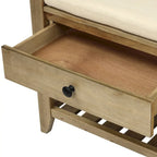 Multipurpose Storage Shoe Bench with Cushioned Seat and Drawers
