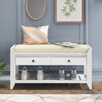 Multipurpose Storage Shoe Bench with Cushioned Seat and Drawers