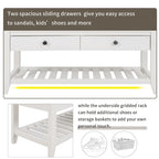 Multipurpose Storage Shoe Bench with Cushioned Seat and Drawers