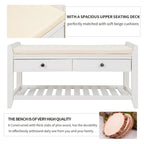 Multipurpose Storage Shoe Bench with Cushioned Seat and Drawers