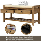 Multipurpose Storage Shoe Bench with Cushioned Seat and Drawers