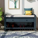 Multipurpose Storage Shoe Bench with Cushioned Seat and Drawers