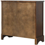 Rustic Storage Cabinet with Two Drawers and Four Classic Rattan Basket for Dining Room/Living Room