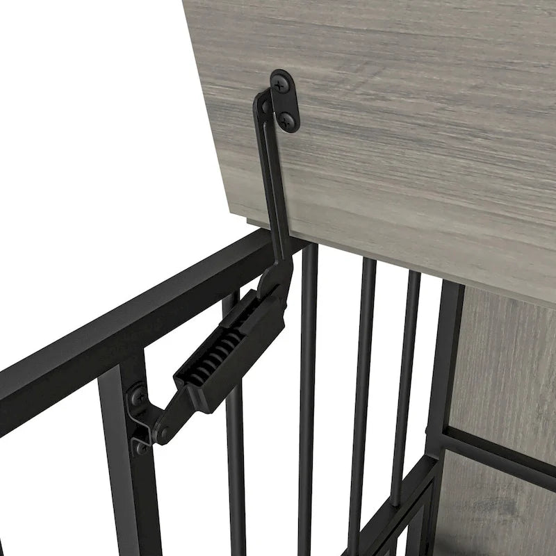 Dog crate furniture with Rremovable Ttray, Double-Door House, lift Panel, 360 Degree Rotation 3 Height Adjustable Feeding Bowls