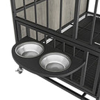 Dog crate furniture with Rremovable Ttray, Double-Door House, lift Panel, 360 Degree Rotation 3 Height Adjustable Feeding Bowls