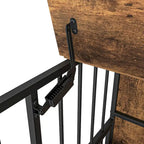 Dog crate furniture with Rremovable Ttray, Double-Door House, lift Panel, 360 Degree Rotation 3 Height Adjustable Feeding Bowls