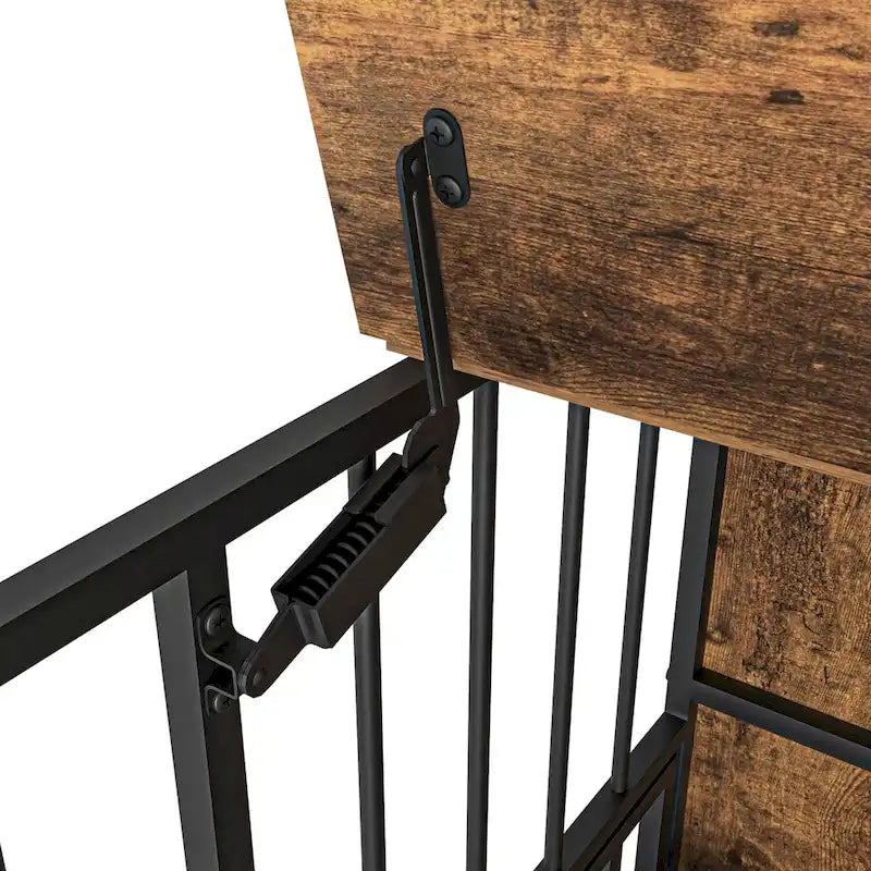 Dog crate furniture with Rremovable Ttray, Double-Door House, lift Panel, 360 Degree Rotation 3 Height Adjustable Feeding Bowls