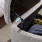 Storage Ottoman Bench for End of Bed Gold Legs, Faux Fur Entryway Bench Upholstered Padded with Storage for Living Room Bedroom